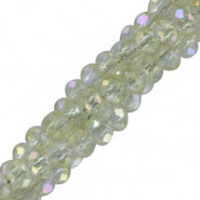 Faceted glass beads 3x2mm disc - Champagne yellow-pearl shine coating